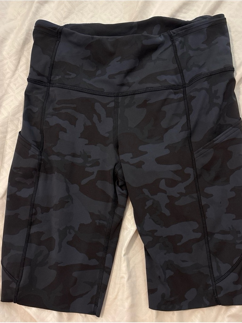 lululemon athletica Black & Dark Gray Camo High-Rise Bike Shorts